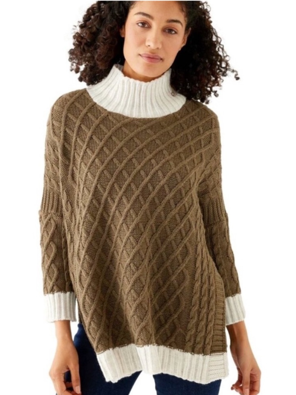 Mersea The Lisbon Traveler Mock Neck Sweater in Olive/Seasalt